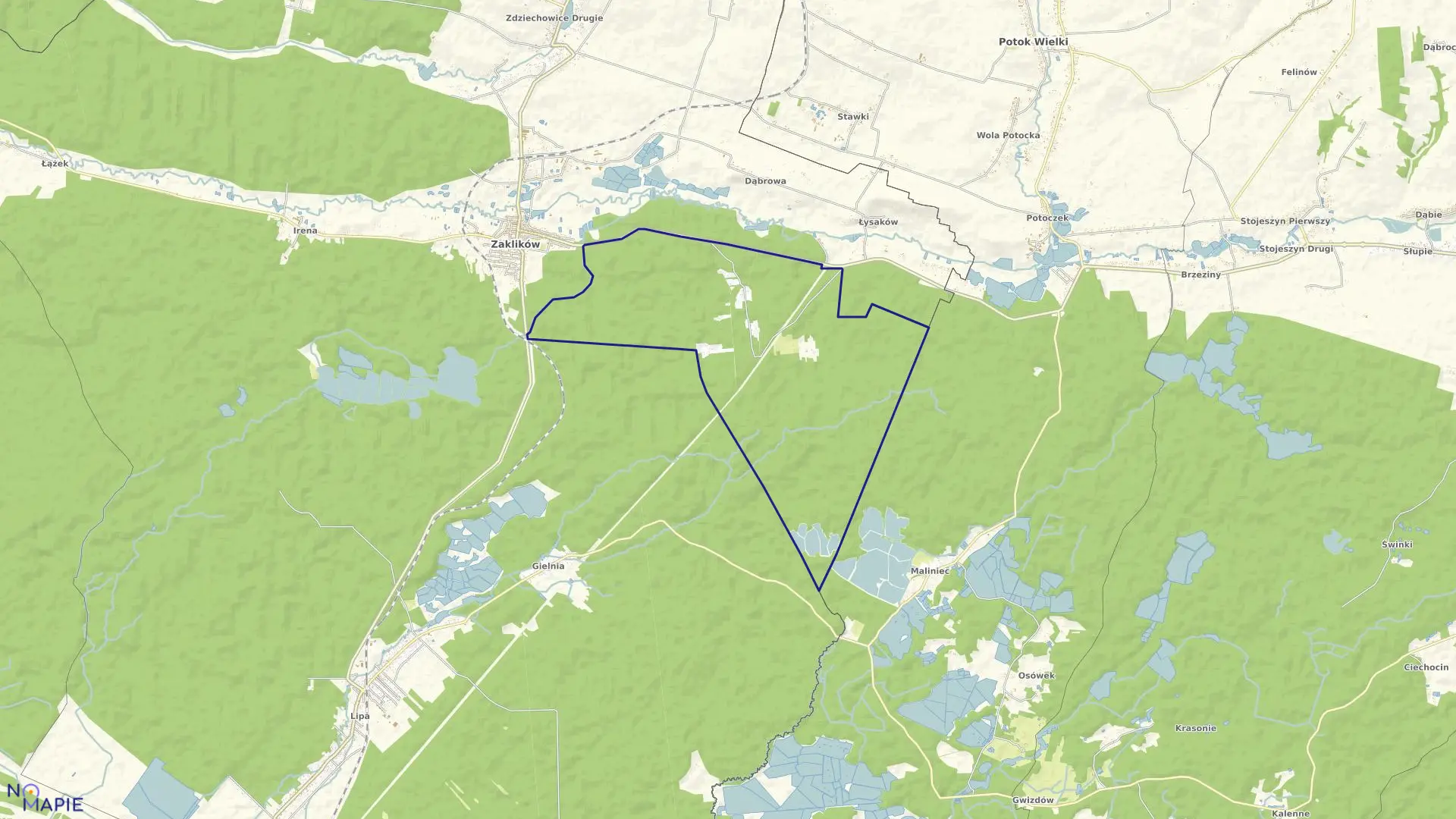 Mapa obrębu Kolonia Łysaków w gminie Zaklików