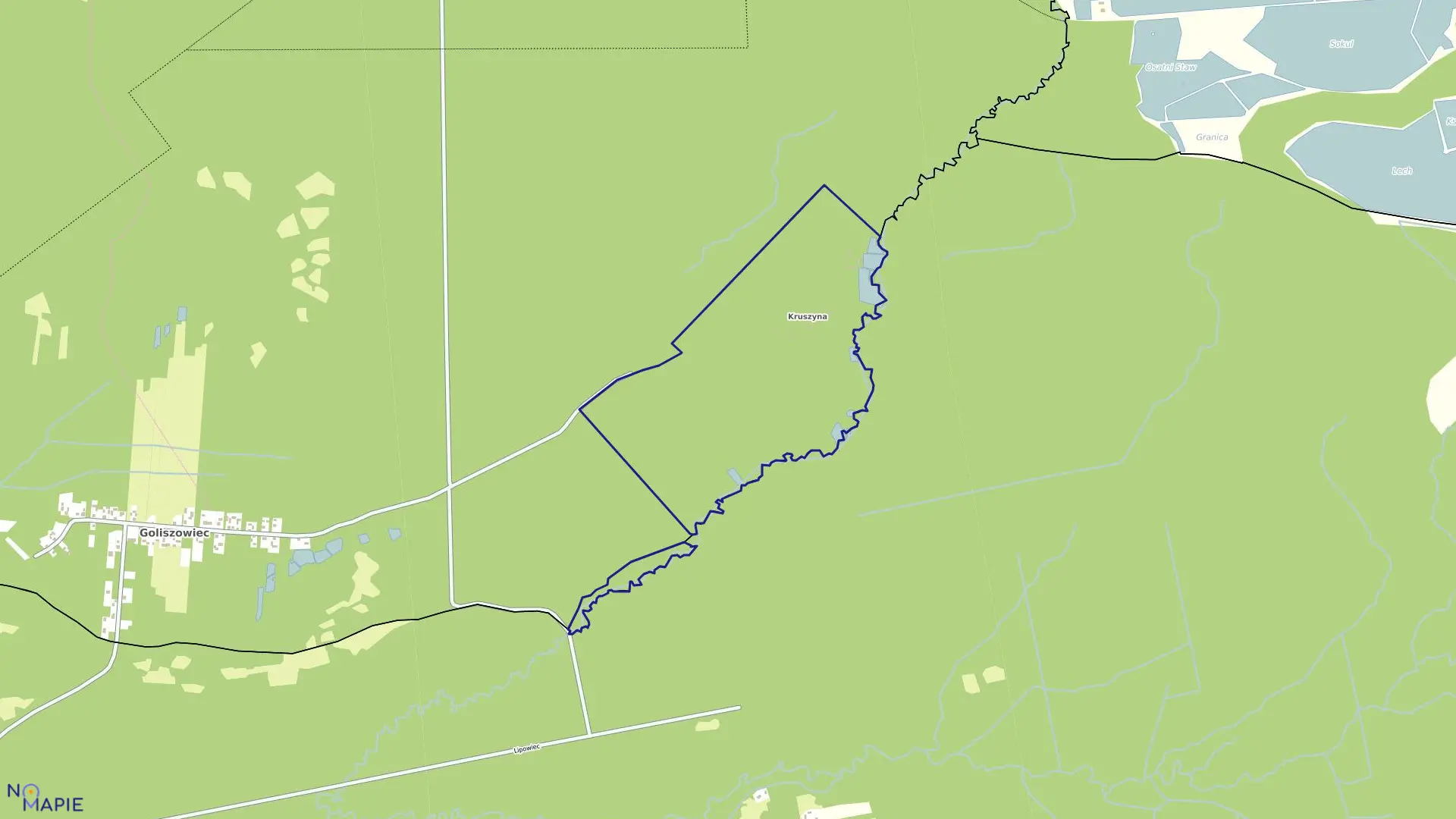 Mapa obrębu Kruszyna w gminie Zaklików