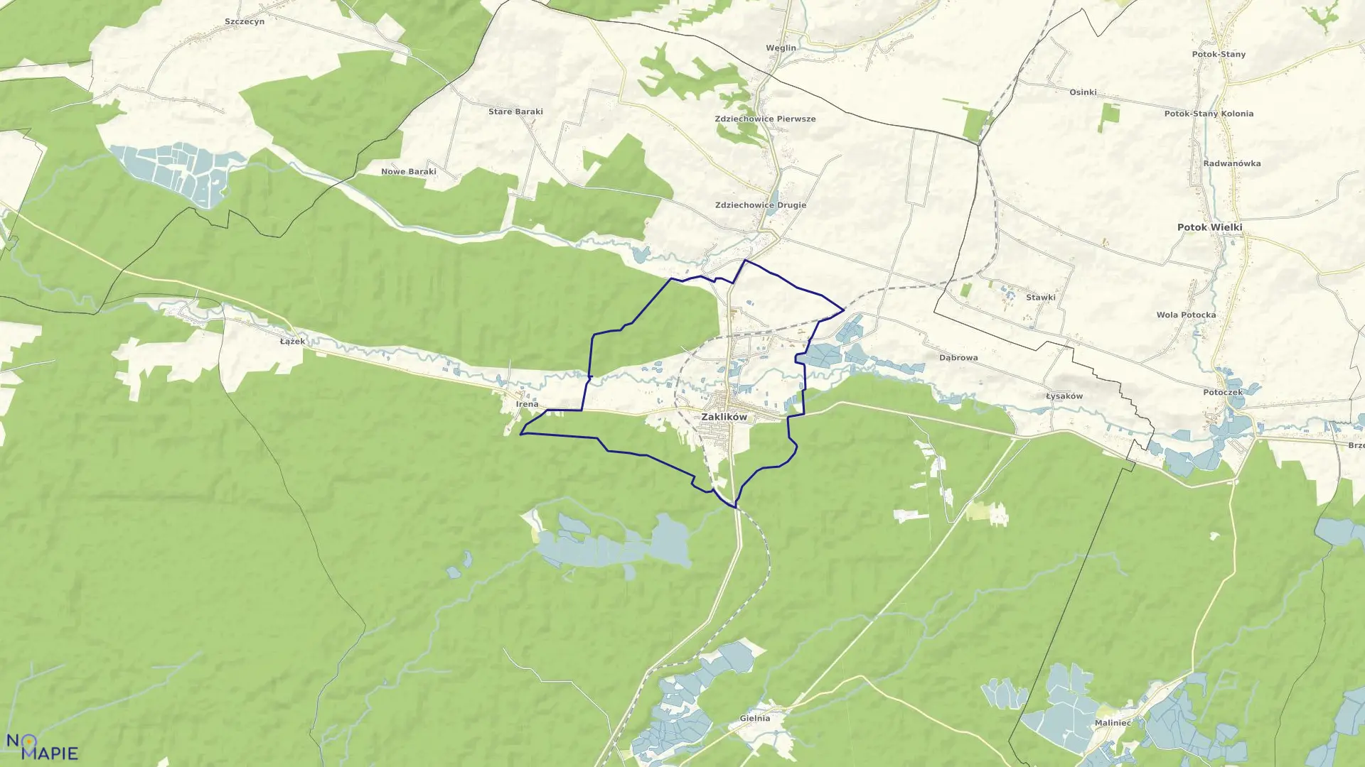 Mapa obrębu Zaklików w gminie Zaklików