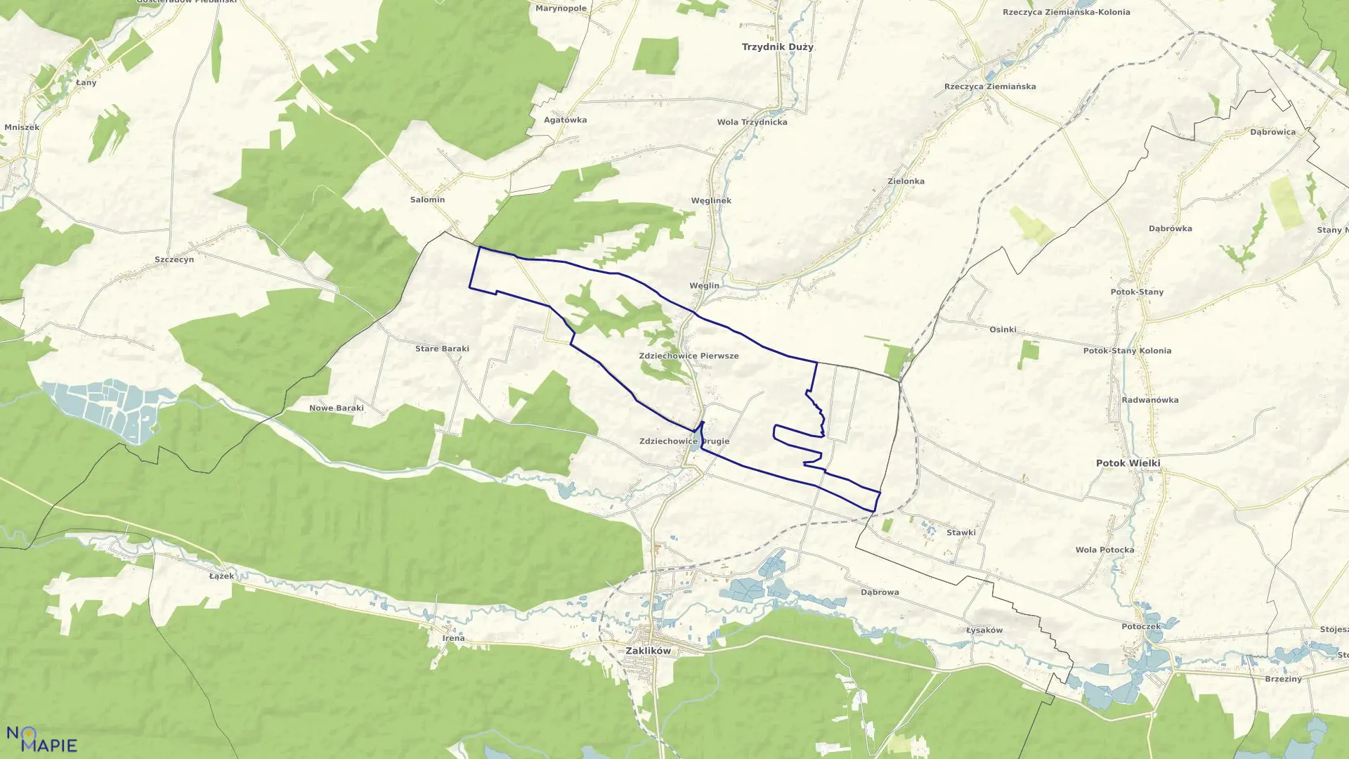 Mapa obrębu Zdziechowice Pierwsze w gminie Zaklików